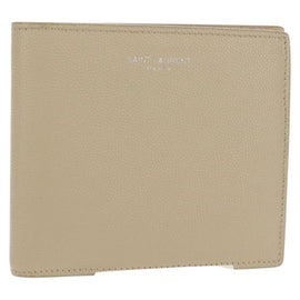 SAINT LAURENT Wallet Leather Beige Auth am9533M