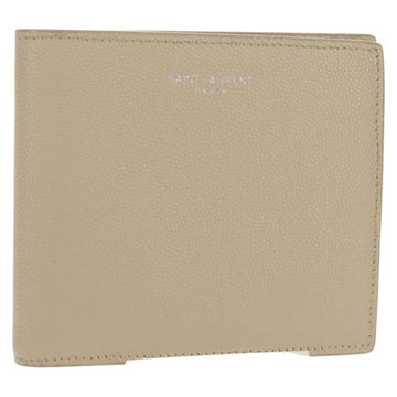 SAINT LAURENT Wallet Leather Beige Auth am9533M