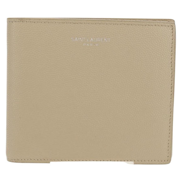 SAINT LAURENT Wallet Leather Beige Auth am9533M