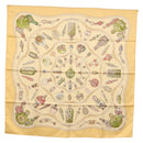 HERMES Carre 90 Scarf ""Qu importe le flacon"" Silk Beige Auth am9538-1