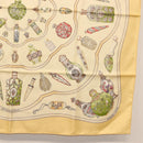 HERMES Carre 90 Scarf ""Qu importe le flacon"" Silk Beige Auth am9538-10