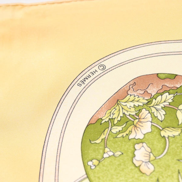 HERMES Carre 90 Scarf ""Qu importe le flacon"" Silk Beige Auth am9538