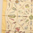 HERMES Carre 90 Scarf ""Qu importe le flacon"" Silk Beige Auth am9538-5