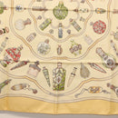 HERMES Carre 90 Scarf ""Qu importe le flacon"" Silk Beige Auth am9538-9