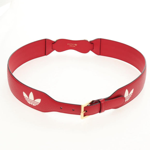 GUCCI Horsebit GUCCI × ADIDAS Belt Leather 40.6"" Red 625854 Auth am9549M