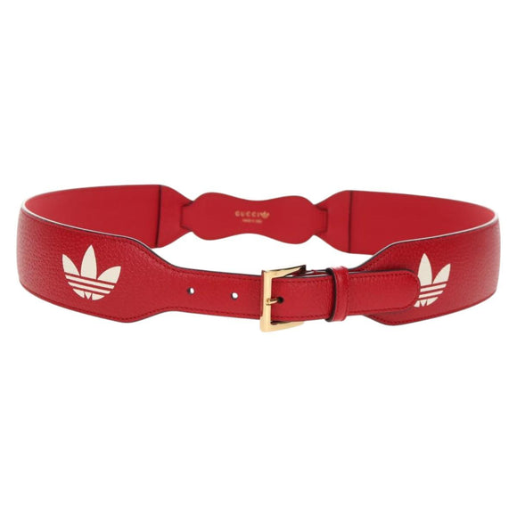 GUCCI Horsebit GUCCI × ADIDAS Belt Leather 40.6"" Red 625854 Auth am9549M