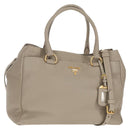 PRADA Tote Bag Leather 2way Beige Gold Auth am9550V-1