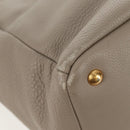 PRADA Tote Bag Leather 2way Beige Gold Auth am9550V-9