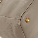 PRADA Tote Bag Leather 2way Beige Gold Auth am9550V-20