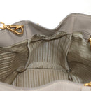 PRADA Tote Bag Leather 2way Beige Gold Auth am9550V-24
