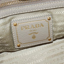 PRADA Tote Bag Leather 2way Beige Gold Auth am9550V-26