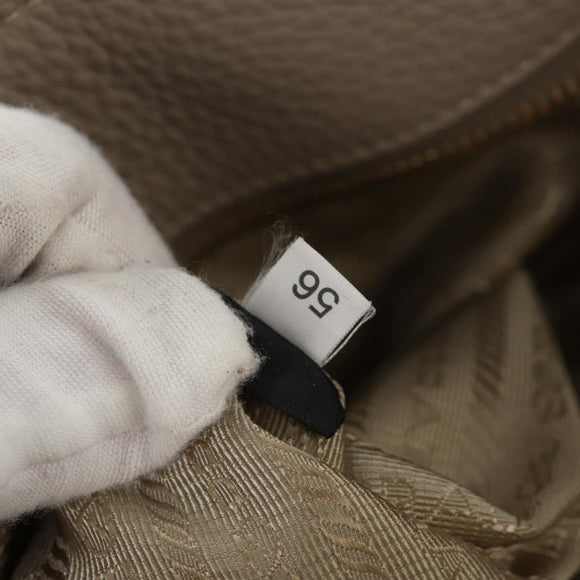 PRADA Tote Bag Leather 2way Beige Gold Auth am9550V