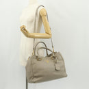 PRADA Tote Bag Leather 2way Beige Gold Auth am9550V-29