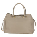 PRADA Tote Bag Leather 2way Beige Gold Auth am9550V-3