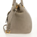 PRADA Tote Bag Leather 2way Beige Gold Auth am9550V-4