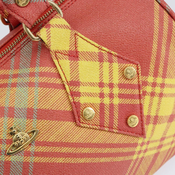 Vivienne Westwood Shukatatan Hand Bag PVC Red Gold Auth am9551