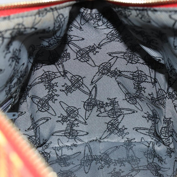 Vivienne Westwood Shukatatan Hand Bag PVC Red Gold Auth am9551