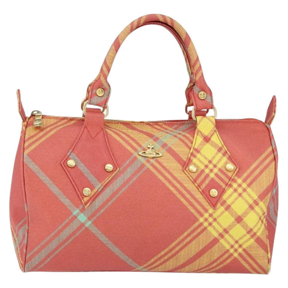 Vivienne Westwood Shukatatan Hand Bag PVC Red Gold Auth am9551