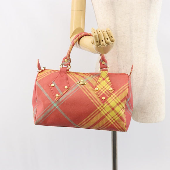 Vivienne Westwood Shukatatan Hand Bag PVC Red Gold Auth am9551