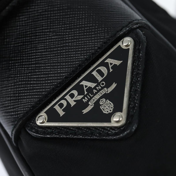 PRADA Shoulder Bag Nylon Black Silver Auth am9554