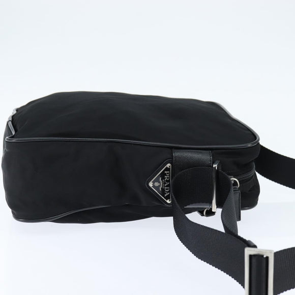 PRADA Shoulder Bag Nylon Black Silver Auth am9554