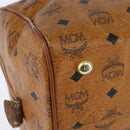 MCM Logogram Vicetos Boston Bag PVC Leather 2way Brown Gold Auth am9555-16