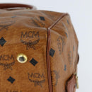 MCM Logogram Vicetos Boston Bag PVC Leather 2way Brown Gold Auth am9555-9