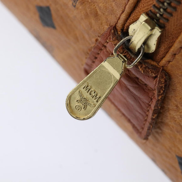 MCM Logogram Vicetos Boston Bag PVC Leather 2way Brown Gold Auth am9555