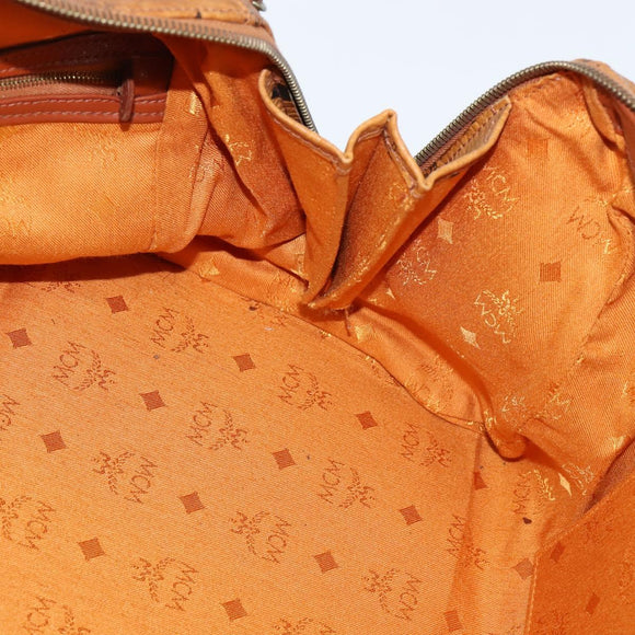 MCM Logogram Vicetos Boston Bag PVC Leather 2way Brown Gold Auth am9555