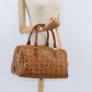 MCM Logogram Vicetos Boston Bag PVC Leather 2way Brown Gold Auth am9555-21
