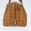 MCM Logogram Vicetos Boston Bag PVC Leather 2way Brown Gold Auth am9555-3