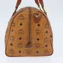 MCM Logogram Vicetos Boston Bag PVC Leather 2way Brown Gold Auth am9555-4
