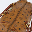 MCM Logogram Vicetos Boston Bag PVC Leather 2way Brown Gold Auth am9555-6