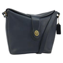 Coach Shoulder Bag Leather Navy Gold Auth am9562-1