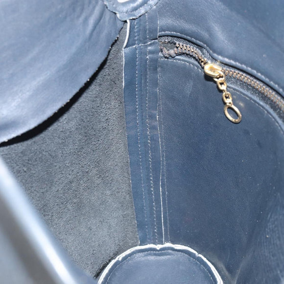 Coach Shoulder Bag Leather Navy Gold Auth am9562