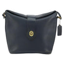 Coach Shoulder Bag Leather Navy Gold Auth am9562-13
