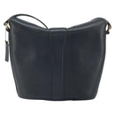 Coach Shoulder Bag Leather Navy Gold Auth am9562-2