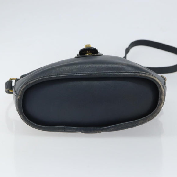 Coach Shoulder Bag Leather Navy Gold Auth am9562