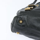 Chloe Victoria Hand Bag Leather 2way Black Gold Auth am9563-10
