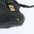 Chloe Victoria Hand Bag Leather 2way Black Gold Auth am9563-15