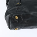 Chloe Victoria Hand Bag Leather 2way Black Gold Auth am9563-16