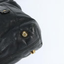 Chloe Victoria Hand Bag Leather 2way Black Gold Auth am9563-17