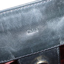 Chloe Victoria Hand Bag Leather 2way Black Gold Auth am9563-19