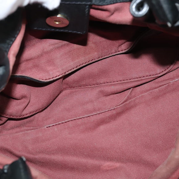 Chloe Victoria Hand Bag Leather 2way Black Gold Auth am9563