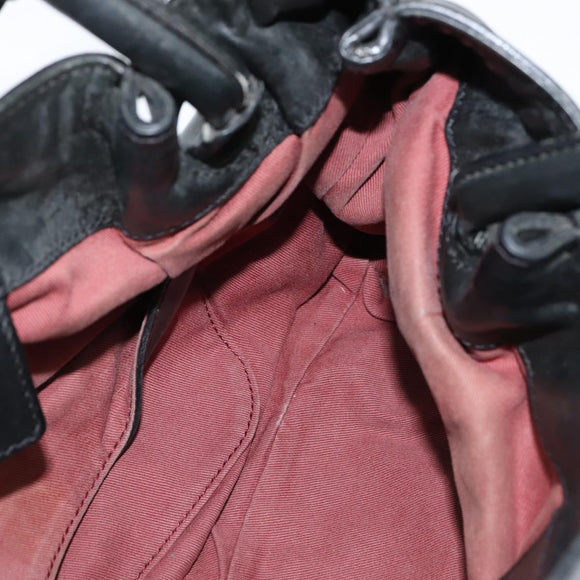 Chloe Victoria Hand Bag Leather 2way Black Gold Auth am9563