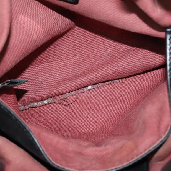 Chloe Victoria Hand Bag Leather 2way Black Gold Auth am9563