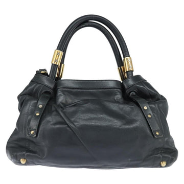 Chloe Victoria Hand Bag Leather 2way Black Gold Auth am9563 - 0