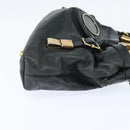 Chloe Victoria Hand Bag Leather 2way Black Gold Auth am9563-4