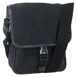 PRADA Shoulder Bag Nylon Black Silver Auth am9570V