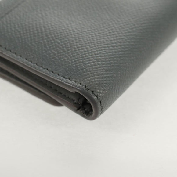 Christian Dior Bifold Wallet Leather Light Blue Gold Auth am9571M